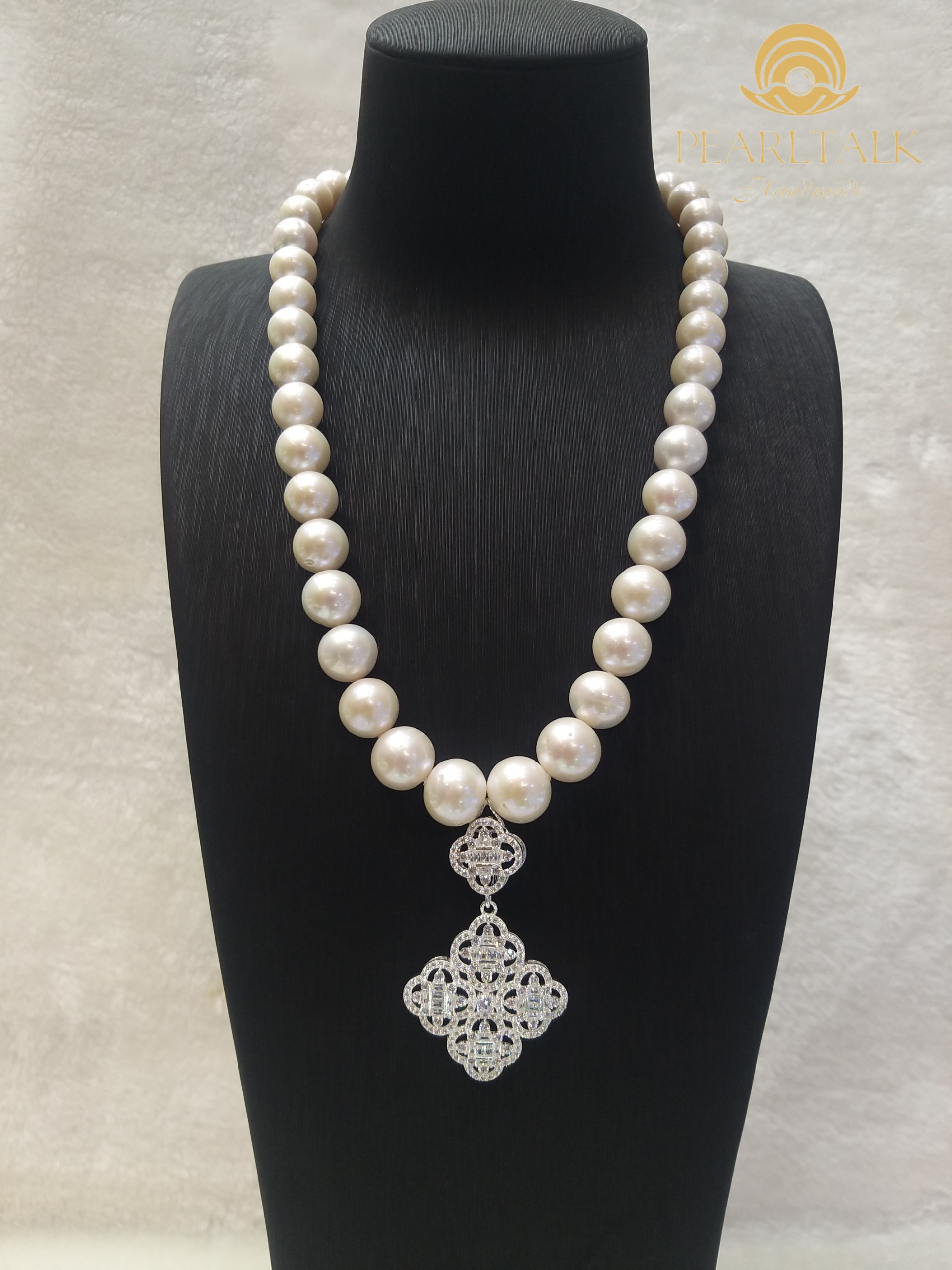 CHUỖI NGỌC TRAI TRẮNG SILVER 12mm
